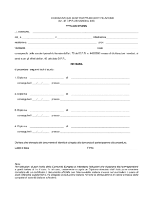 Italian Education Certification Declaration