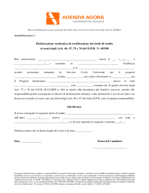 Italian Self-Certification Form for Education Title