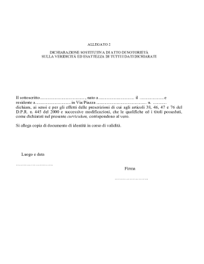 Italian Declaration of Substitution of Notoriety