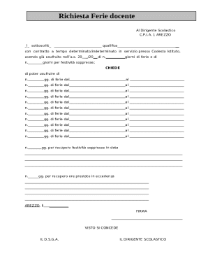 Teacher Vacation Request Form