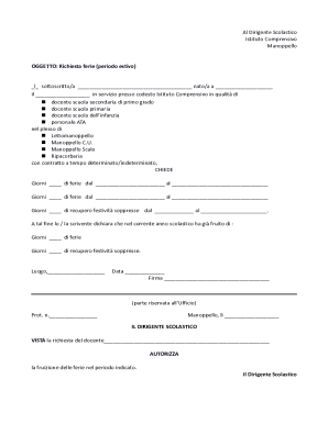 Italian School Leave Request Form