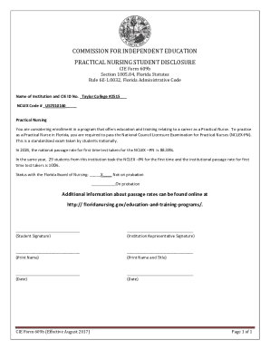 Florida Practical Nursing Student Disclosure