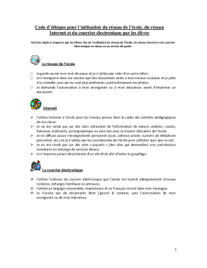 Code d’éthique pour l’utilisation du réseau de l’école