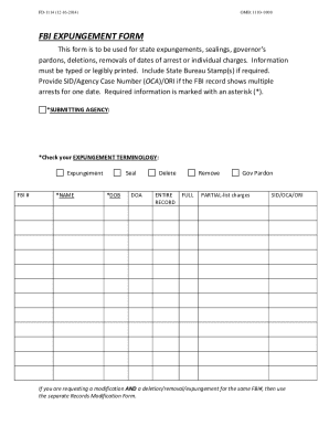 FBI Expungement Form
