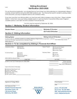 Sibling Enrollment Verification Form