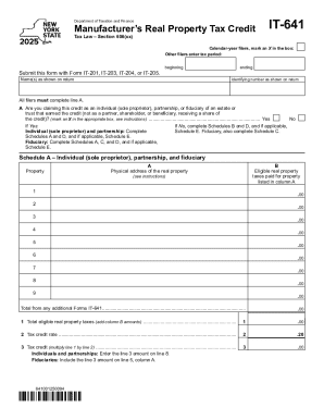 Instructions for Form IT-641 Manufacturer's Real Property Tax
