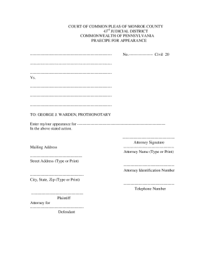 Praecipe for Appearance