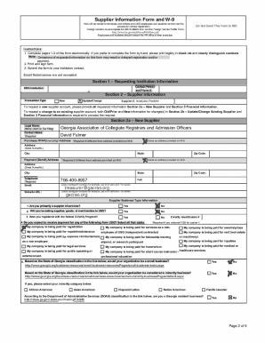 Supplier Information Form and W-9
