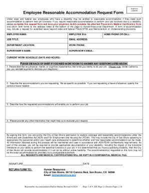 Employee Reasonable Accommodation Request Form