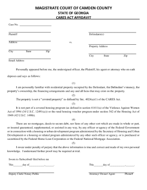 CARES Act Eviction Affidavit