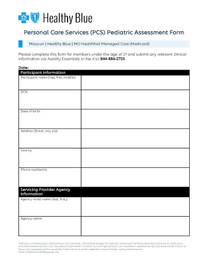 Missouri PCS Pediatric Assessment Form