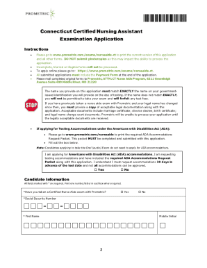 Connecticut Certified Nursing Assistant Examination Application
