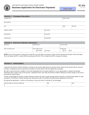 Utah State Tax Commission Electronic Payment Authorization