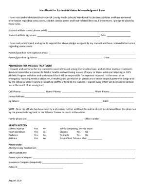 Frederick County Student-Athlete Acknowledgment Form