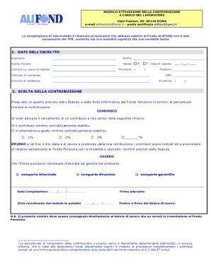 ALIFOND Contribution Activation Form