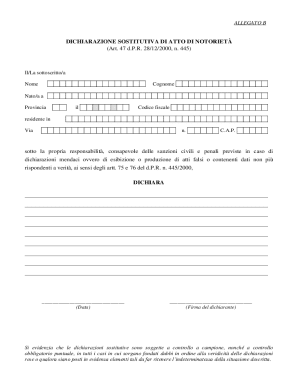 Italian Declaration of Substitution of Notoriety