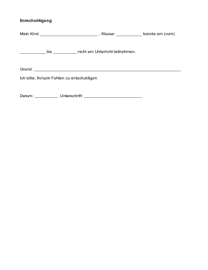Entschuldigung für Fehlzeiten