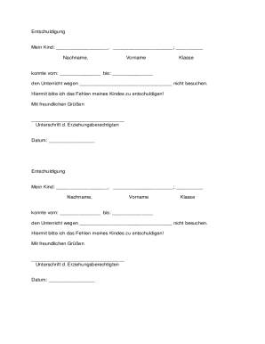 German School Absence Excuse Note