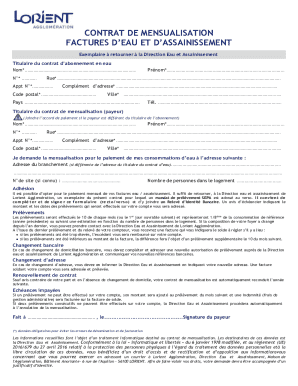 Contrat de Mensualisation Factures d'Eau et d'Assainissement