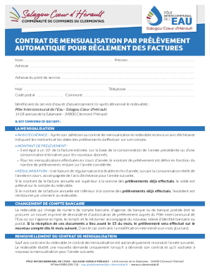 French Water Bill Automatic Payment Agreement