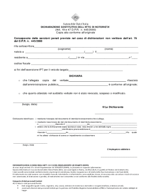 Italian Declaration of Substitution of Notoriety