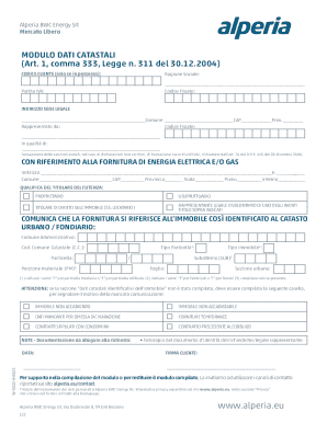 Alperia Energy Catastal Data Form
