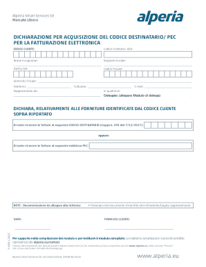 Italian Electronic Invoicing Recipient Code Declaration