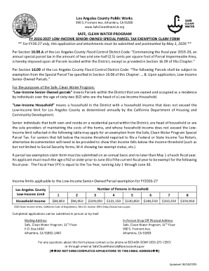 Low-Income Senior-Owned Special Parcel Tax Exemption Claim Form