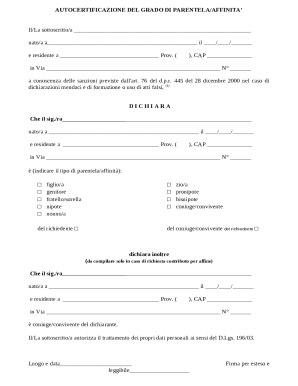 Italian Parental Affinity Declaration Form