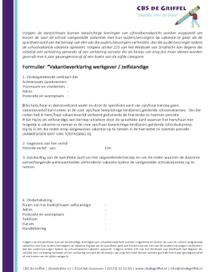 Vakantieverklaring Werkgever / Zelfstandige