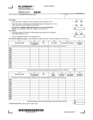 PA Schedule I Intangible Drilling Costs