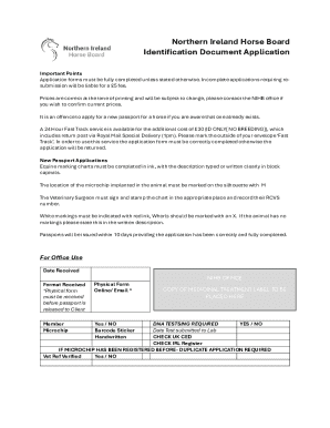 Northern Ireland Horse Board Identification Document Application
