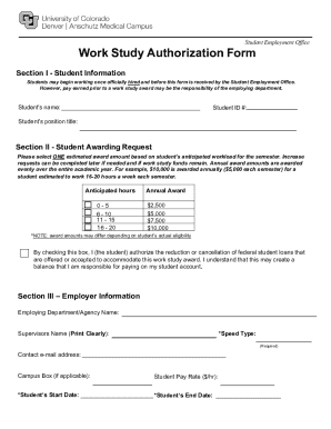 Work Study Authorization Form