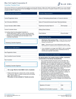 Blue Owl Capital Custodian Transfer Form