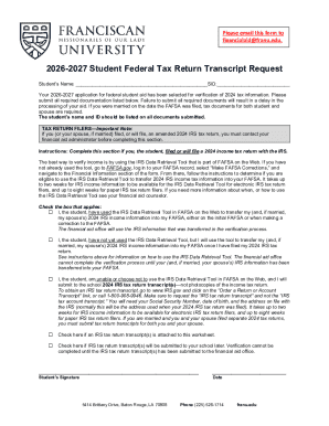 2026-2027 Student Federal Tax Return Transcript Request