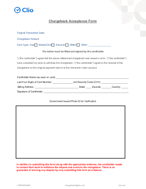 Chargeback Acceptance Form