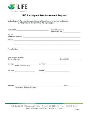 IRIS Participant Reimbursement Request