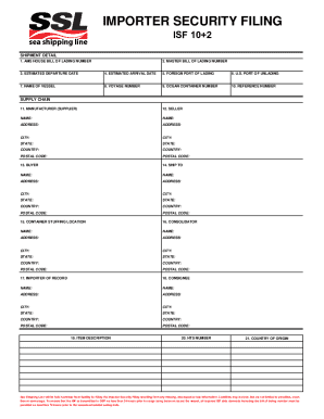 Importer Security Filing Form