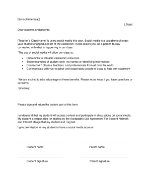 School Social Media Permission Form