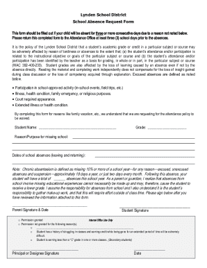 Lynden School District Absence Request Form