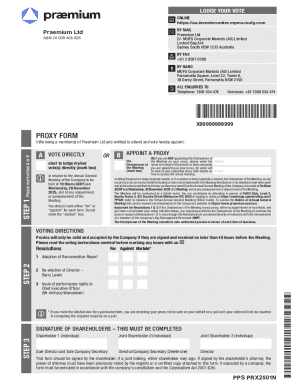 Praemium Ltd Shareholder Proxy Form