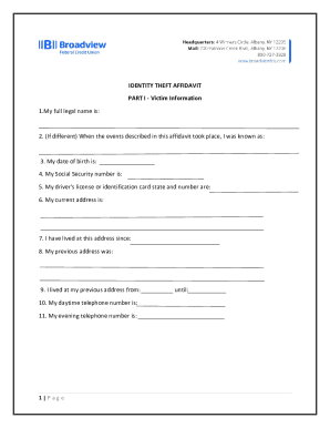 Identity Theft Affidavit