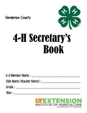 4-H Club Secretary Book