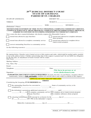 Motion for Extension of Time to Pay Fines