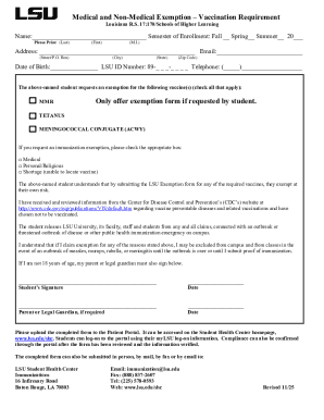 Louisiana Vaccination Exemption Form