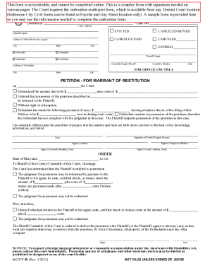 Maryland Eviction Petition Form