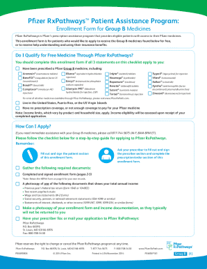 Pfizer RxPathways Group B Medicines Enrollment Form