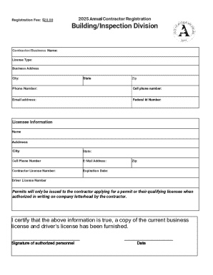 2025 Annual Contractor Registration Form