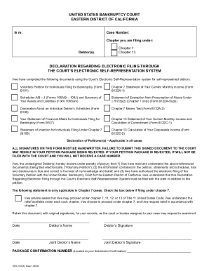 US Bankruptcy Court Declaration Form