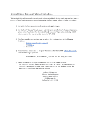 Criminal History Disclosure Statement